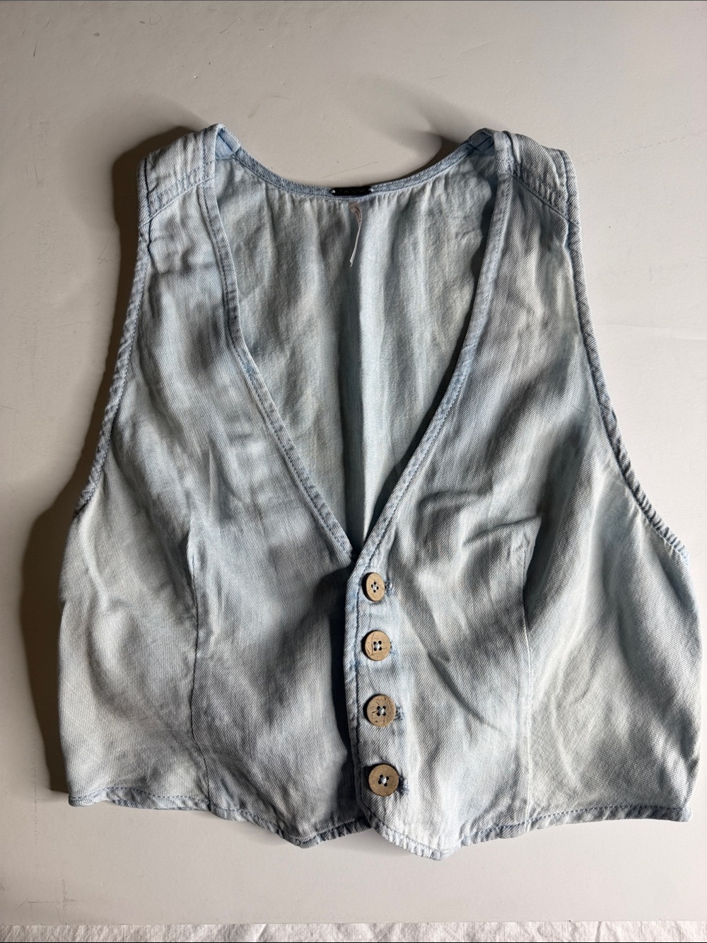 Free People Light Blue Denim Button-Front Women's Vest Size Small